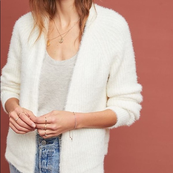 white eyelash cardigan